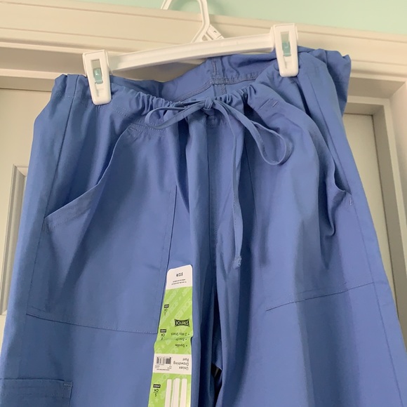 Unisex Drawstring Scrub Pants Light Blue - Picture 2 of 5